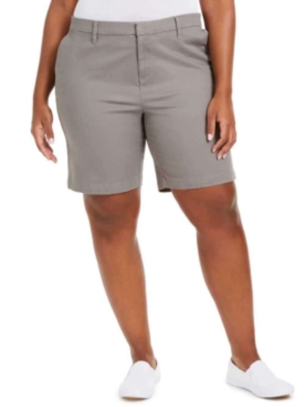 Tommy Hilfiger Women's 24W Plus Knit Grey MIDI Casual Shorts NWT Retail $64